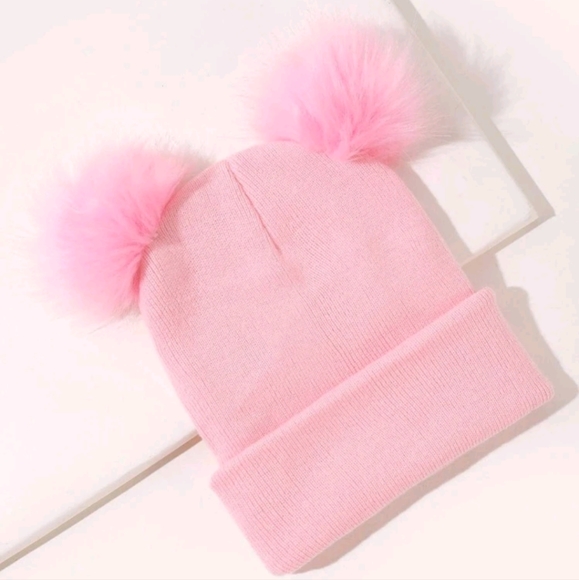 Baby Pink Pom Beanie Hat - Picture 3 of 4